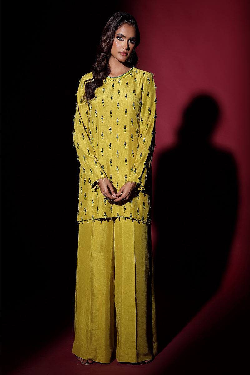 Wardha Saleem | Luxury Pret Fusion Wear | LUXURA (LIME GREEN) CORD-SET (2PC) -  Wardha Saleem Ladies Clothes - Original Designer Dress - House of Maryam