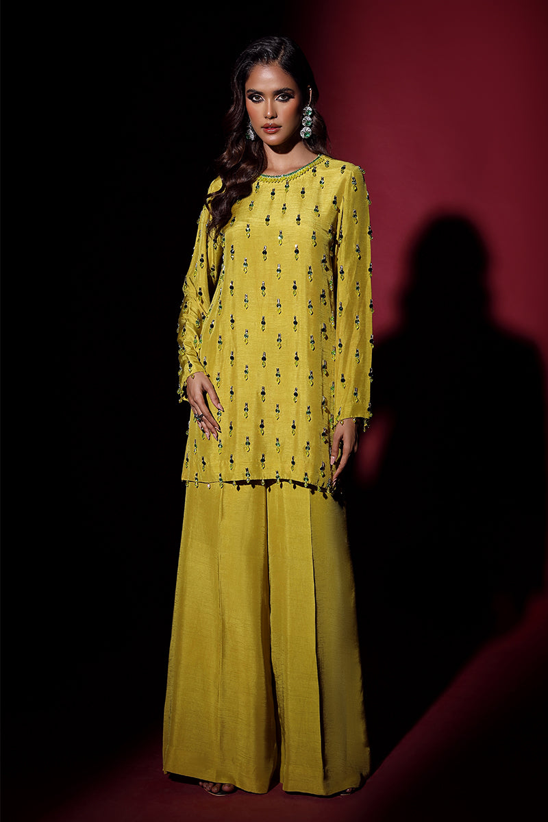 Wardha Saleem | Luxury Pret Fusion Wear | LUXURA (LIME GREEN) CORD-SET (2PC) -  Wardha Saleem Ladies Clothes - Original Designer Dress - House of Maryam