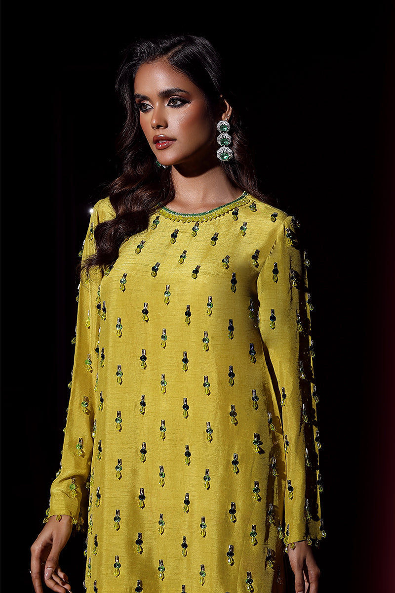 Wardha Saleem | Luxury Pret Fusion Wear | LUXURA (LIME GREEN) CORD-SET (2PC) -  Wardha Saleem Ladies Clothes - Original Designer Dress - House of Maryam