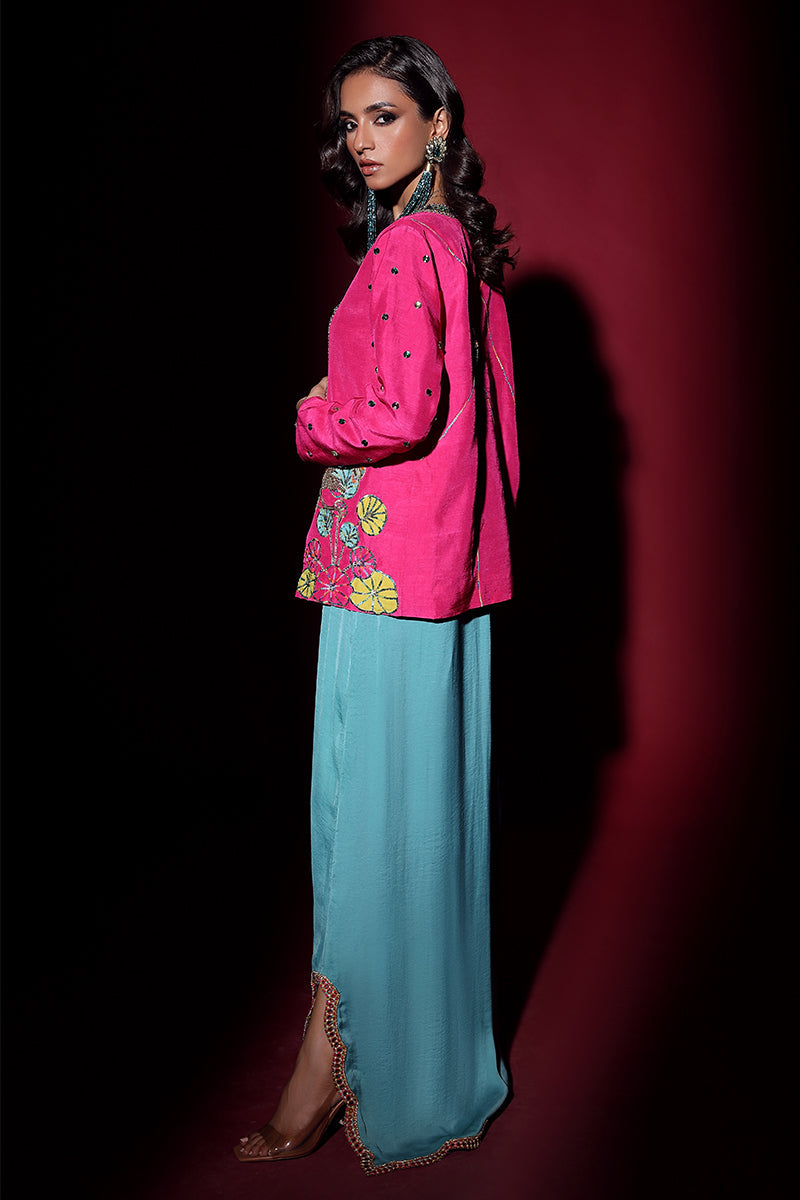 Wardha Saleem | Luxury Pret Fusion Wear | IVY JACKET WITH DRAPE (2PC) -  Wardha Saleem Ladies Clothes - Original Designer Dress - House of Maryam