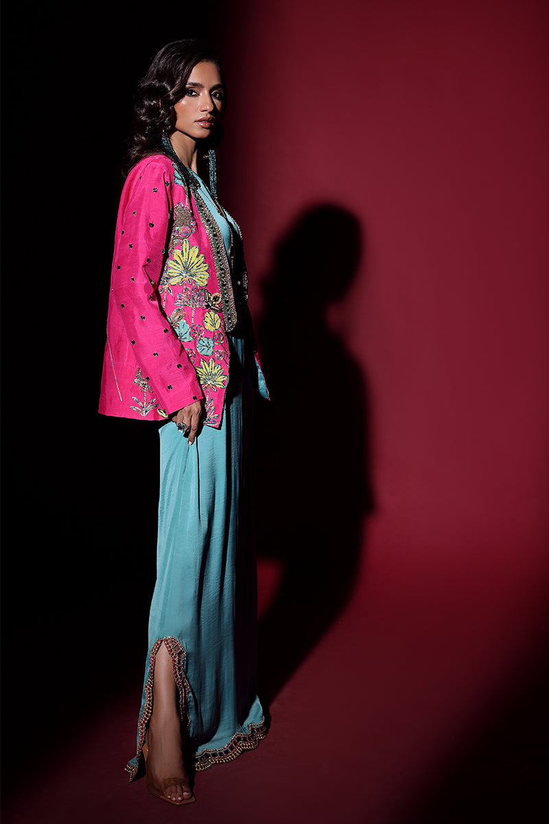 Wardha Saleem | Luxury Pret Fusion Wear | IVY JACKET WITH DRAPE (2PC) -  Wardha Saleem Ladies Clothes - Original Designer Dress - House of Maryam