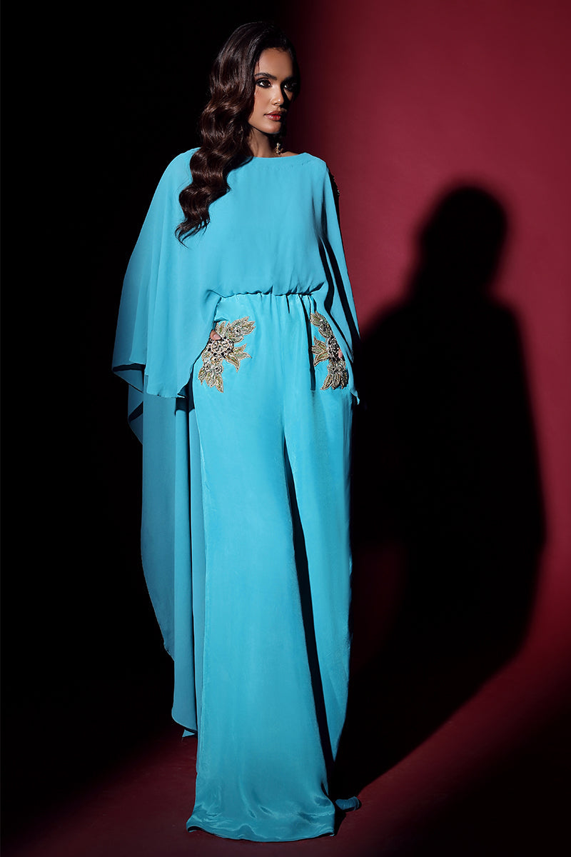 Wardha Saleem | Luxury Pret Fusion Wear | VOGUE JUMPSUIT DRAPE (1PC) -  Wardha Saleem Ladies Clothes - Original Designer Dress - House of Maryam