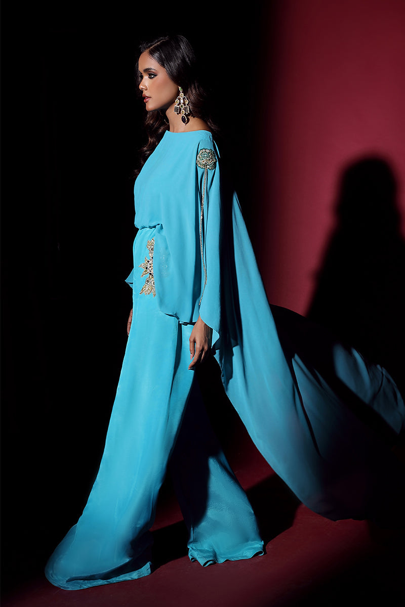 Wardha Saleem | Luxury Pret Fusion Wear | VOGUE JUMPSUIT DRAPE (1PC) -  Wardha Saleem Ladies Clothes - Original Designer Dress - House of Maryam