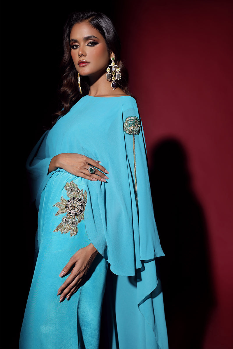 Wardha Saleem | Luxury Pret Fusion Wear | VOGUE JUMPSUIT DRAPE (1PC) -  Wardha Saleem Ladies Clothes - Original Designer Dress - House of Maryam
