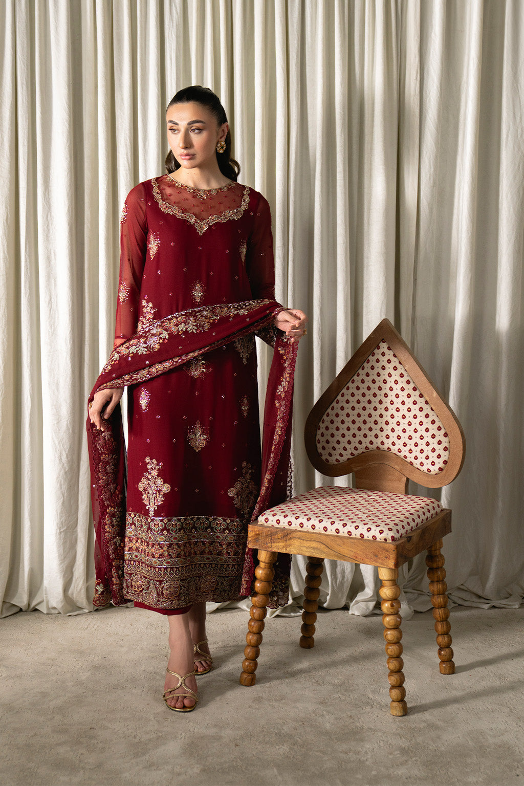 Neeshay | Ready to Wear Chiffon | RTW-CHFN-05 Red, image 4