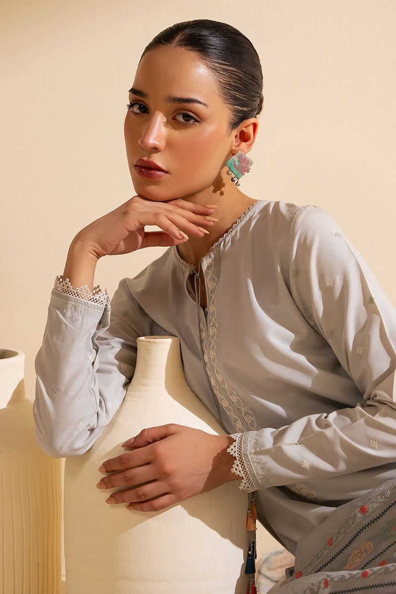 Cross Stitch | Exclusive Pret | Pearl Blue-2 Piece (Shirt & Dupatta), image 6