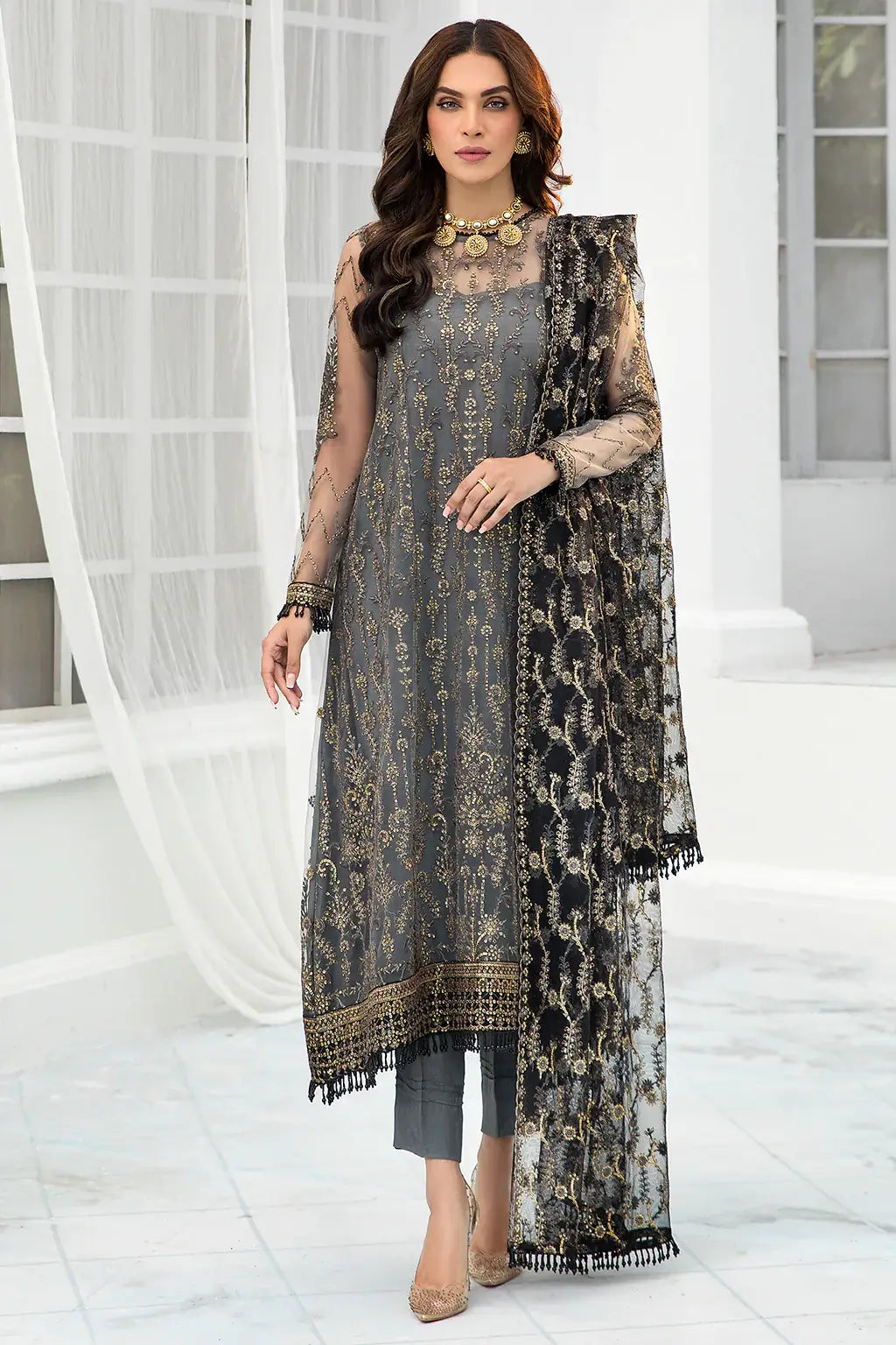 Zarif | DE LUXURY Formals | GRAPHITE -  Zarif Formal - Original Designer Dress - House of Maryam