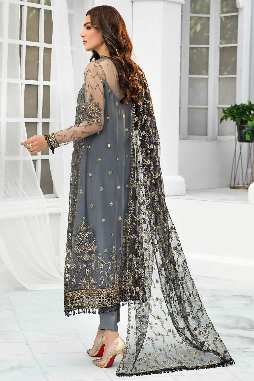 Zarif | DE LUXURY Formals | GRAPHITE -  Zarif Formal - Original Designer Dress - House of Maryam