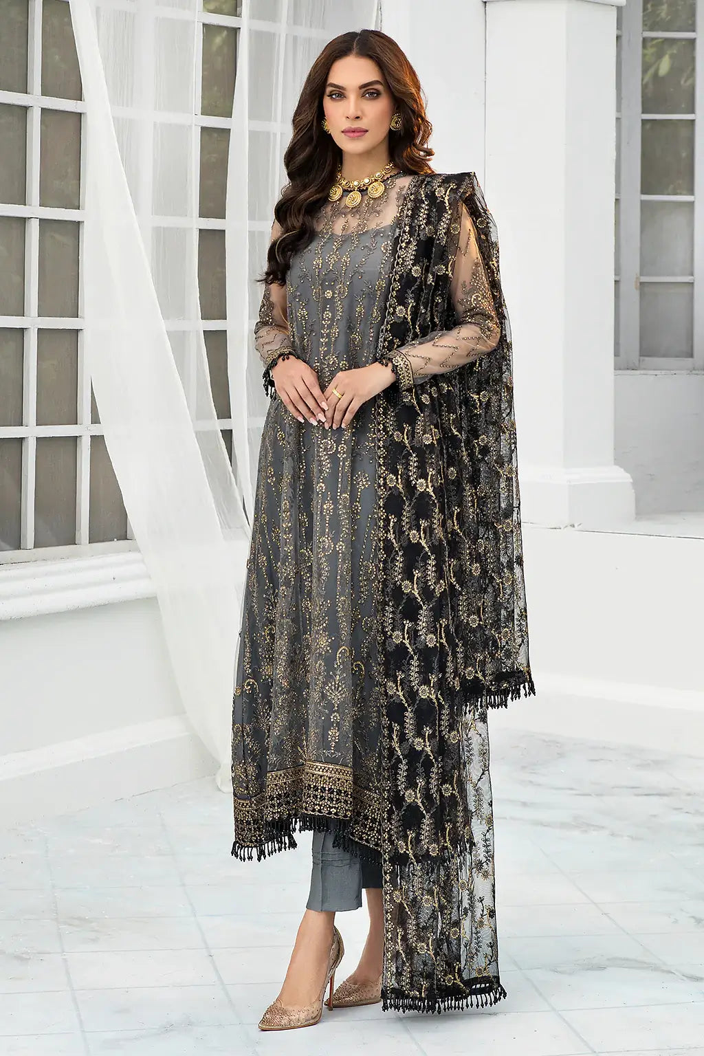 Zarif | DE LUXURY Formals | GRAPHITE -  Zarif Formal - Original Designer Dress - House of Maryam