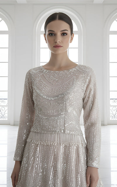Threads and Motifs | Formal Dresses 25 | Net Embroidered Blouse With Lehenga