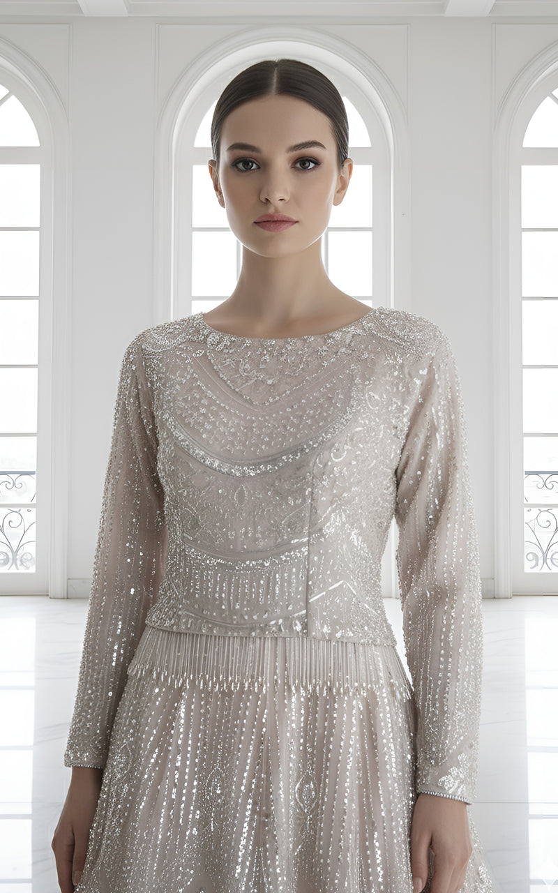 Threads and Motifs | Formal Dresses 25 | Net Embroidered Blouse With Lehenga-3