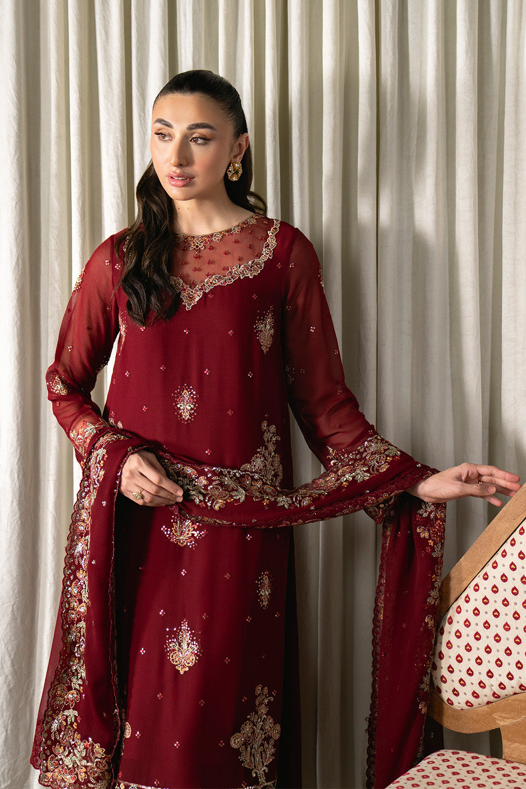 Neeshay | Ready to Wear Chiffon | RTW-CHFN-05 Red-3