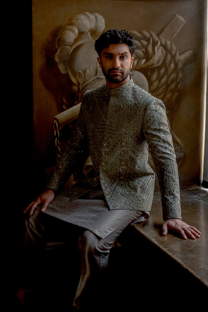 Republic By Omar Farooq | Couture Prince Coat | Hand Embroidered Prince Coat -  Republic by Omar Farooq Couture Prince Coat - Original Designer Dress - House of Maryam