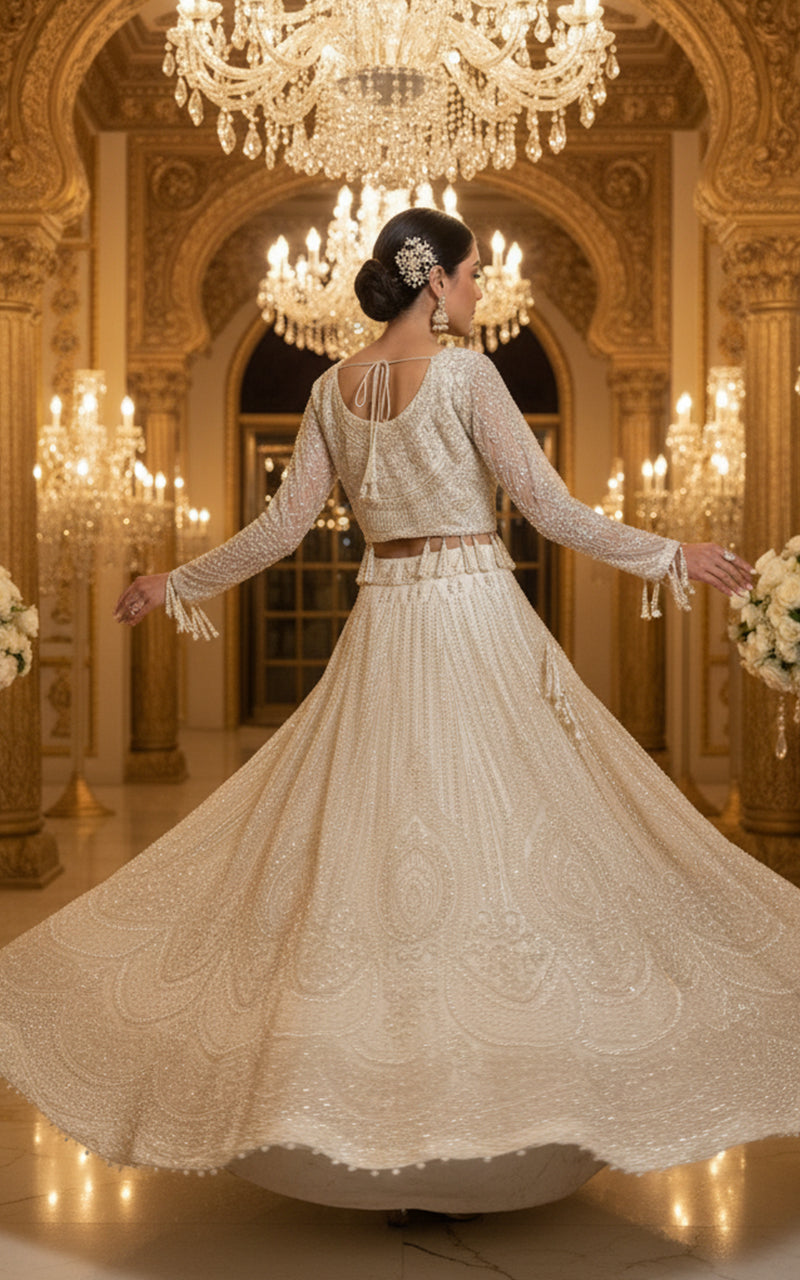 Threads and Motifs | Formal Dresses 25 | Net Embroidered Blouse and Lehenga-5