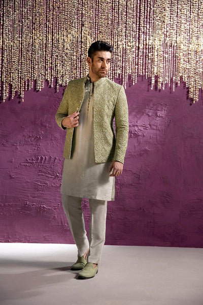 Republic By Omar Farooq | Clothing | Mint Green Damask Prince Coat -  Republic by Omar Farooq Clothing - Original Designer Dress - House of Maryam