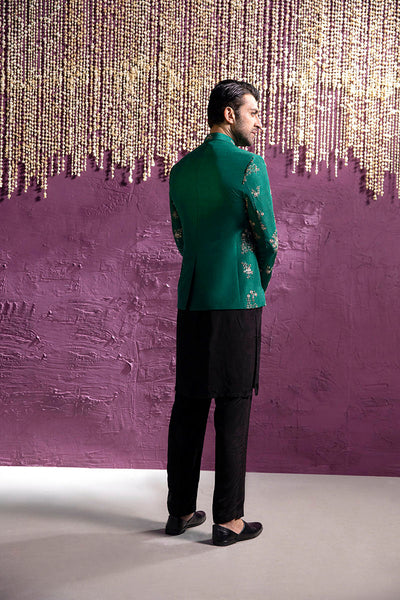 Republic By Omar Farooq | Clothing | Forest Green Floral Prince Coat -  Republic by Omar Farooq Clothing - Original Designer Dress - House of Maryam