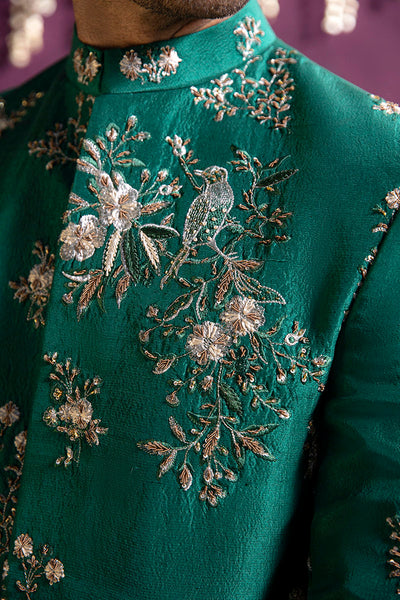 Republic By Omar Farooq | Clothing | Forest Green Floral Prince Coat -  Republic by Omar Farooq Clothing - Original Designer Dress - House of Maryam