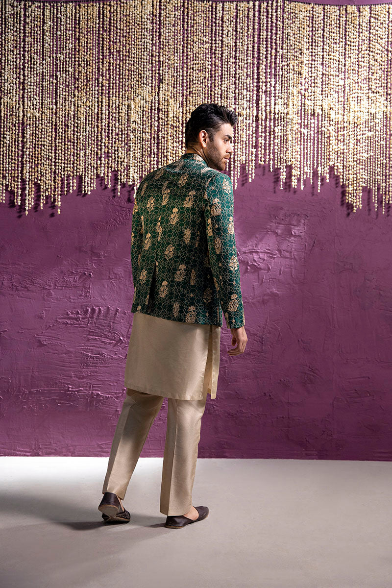Republic By Omar Farooq | Clothing | Emerald Green Art Deco Prince Coat -  Republic by Omar Farooq Clothing - Original Designer Dress - House of Maryam