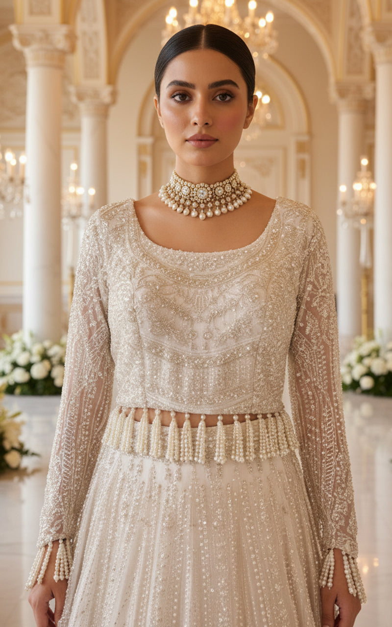 Threads and Motifs | Formal Dresses 25 | Net Embroidered Blouse and Lehenga, image 3