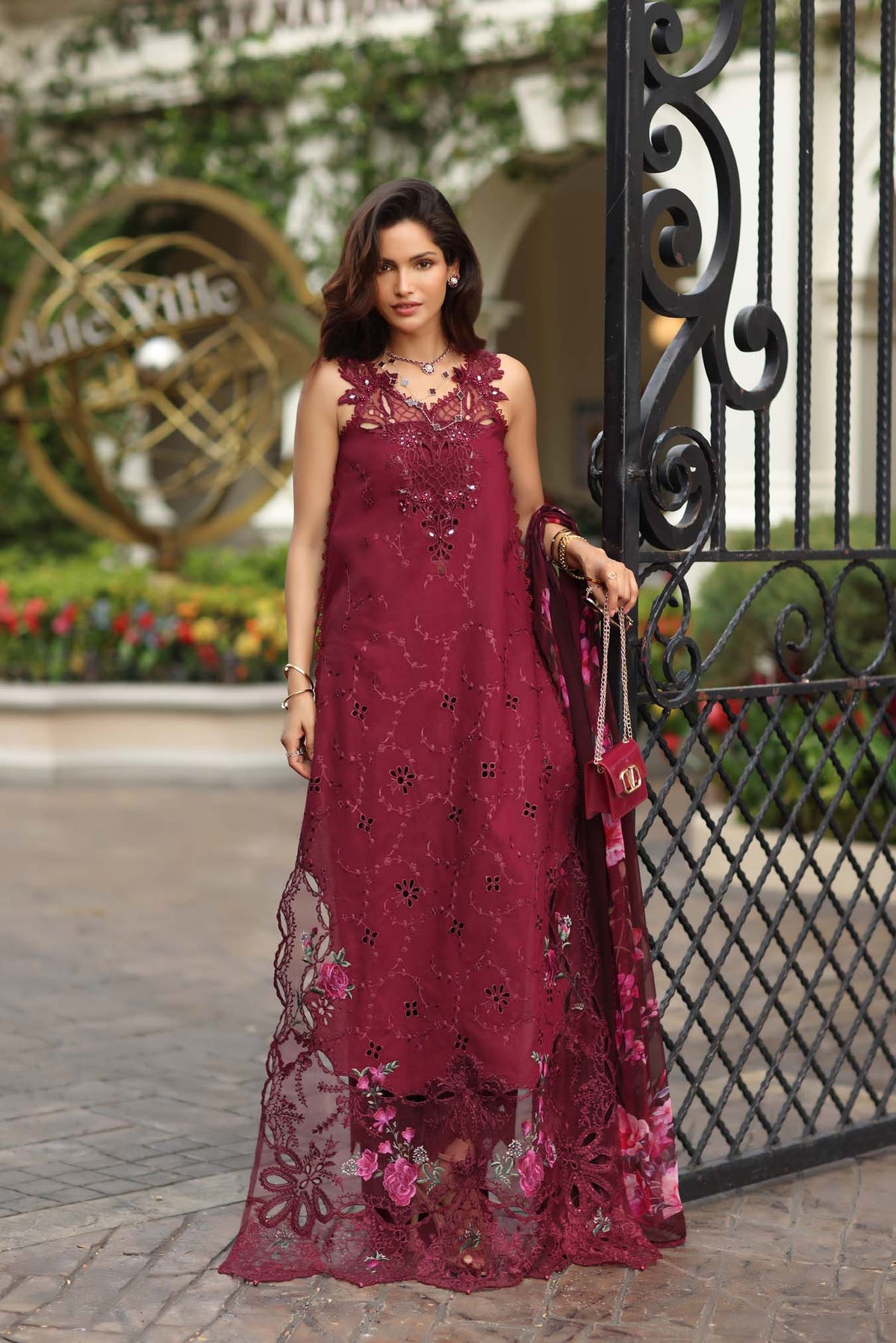 Noor by Saadia Asad | Eid Luxe Chikankari 26 | D3 -Bordeaux