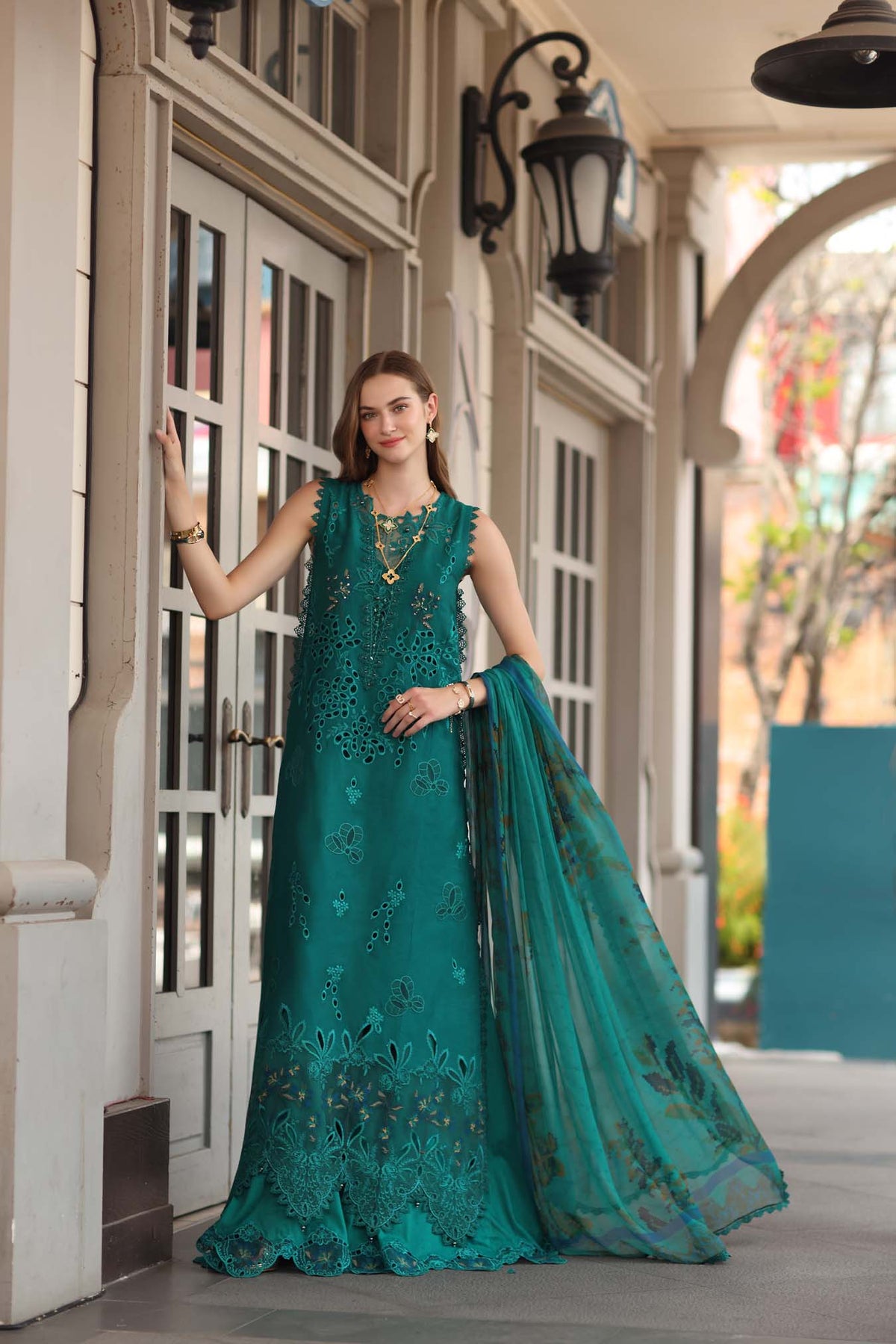 Noor by Saadia Asad | Eid Luxe Chikankari 26 | D1 - Malachite Green-1