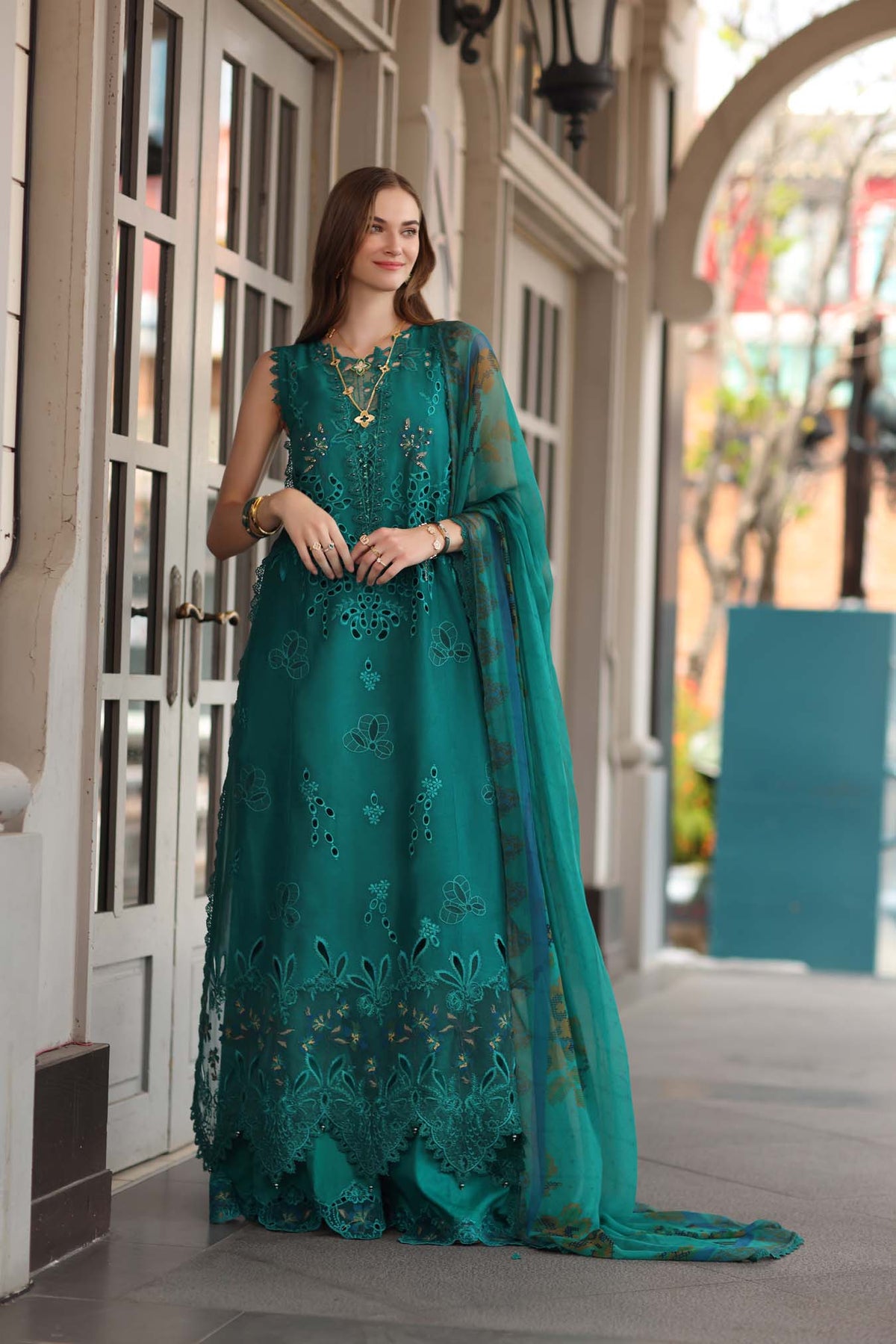 Noor by Saadia Asad | Eid Luxe Chikankari 26 | D1 - Malachite Green-2