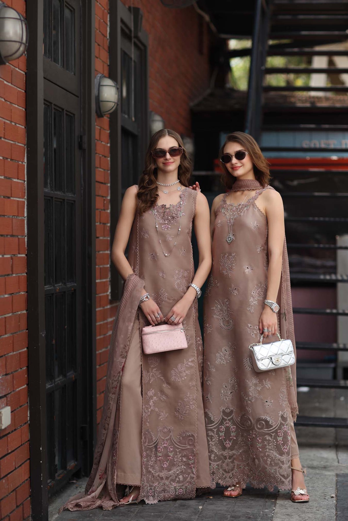 Noor by Saadia Asad | Eid Luxe Chikankari 26 | D12 - Etoupe love, image 7