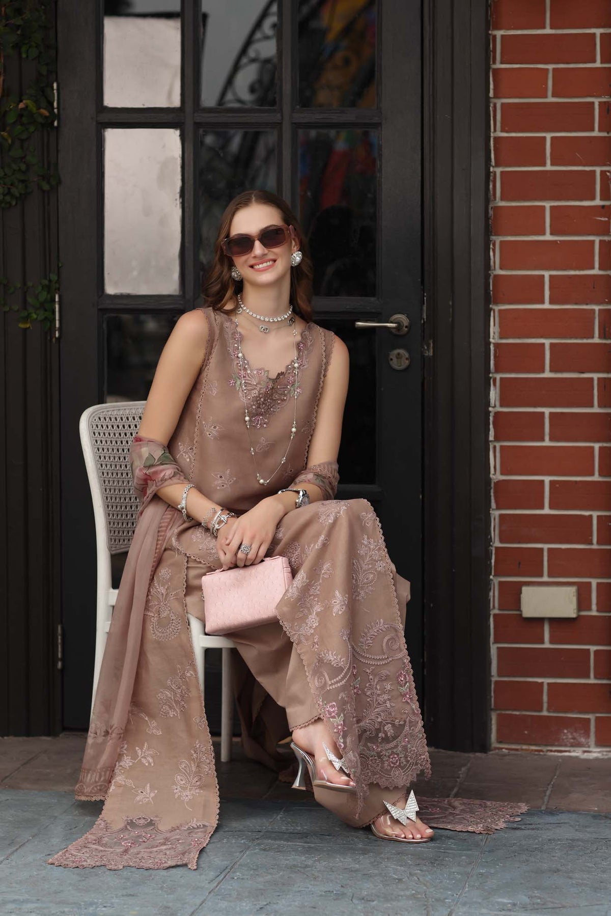 Noor by Saadia Asad | Eid Luxe Chikankari 26 | D12 - Etoupe love, image 8
