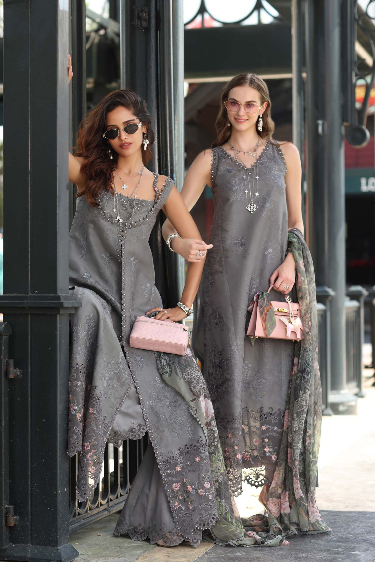 Noor by Saadia Asad | Eid Luxe Chikankari 26 | D9 - Shadow Grey, image 8