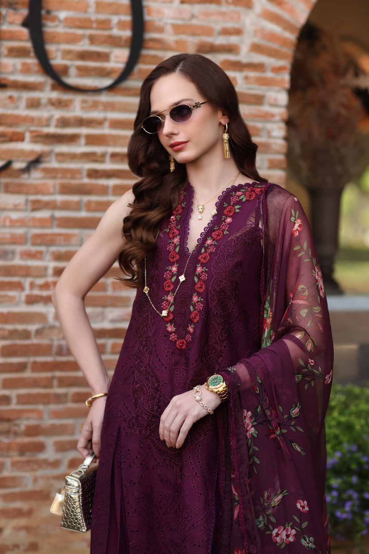 Noor by Saadia Asad | Luxury Eid Schiffli Laserkari 26 | D10 -Plum Royal-3