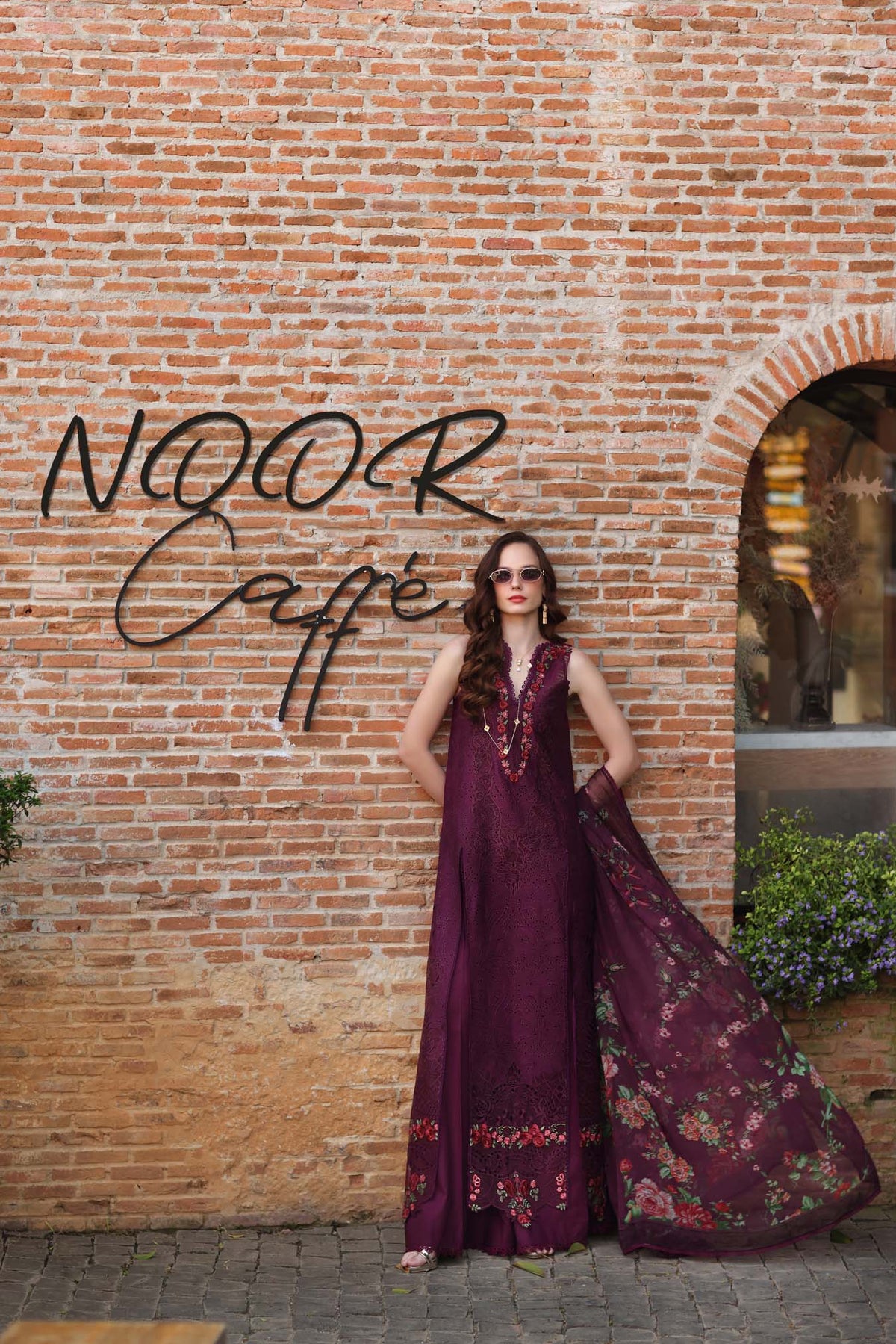 Noor by Saadia Asad | Luxury Eid Schiffli Laserkari 26 | D10 -Plum Royal-4