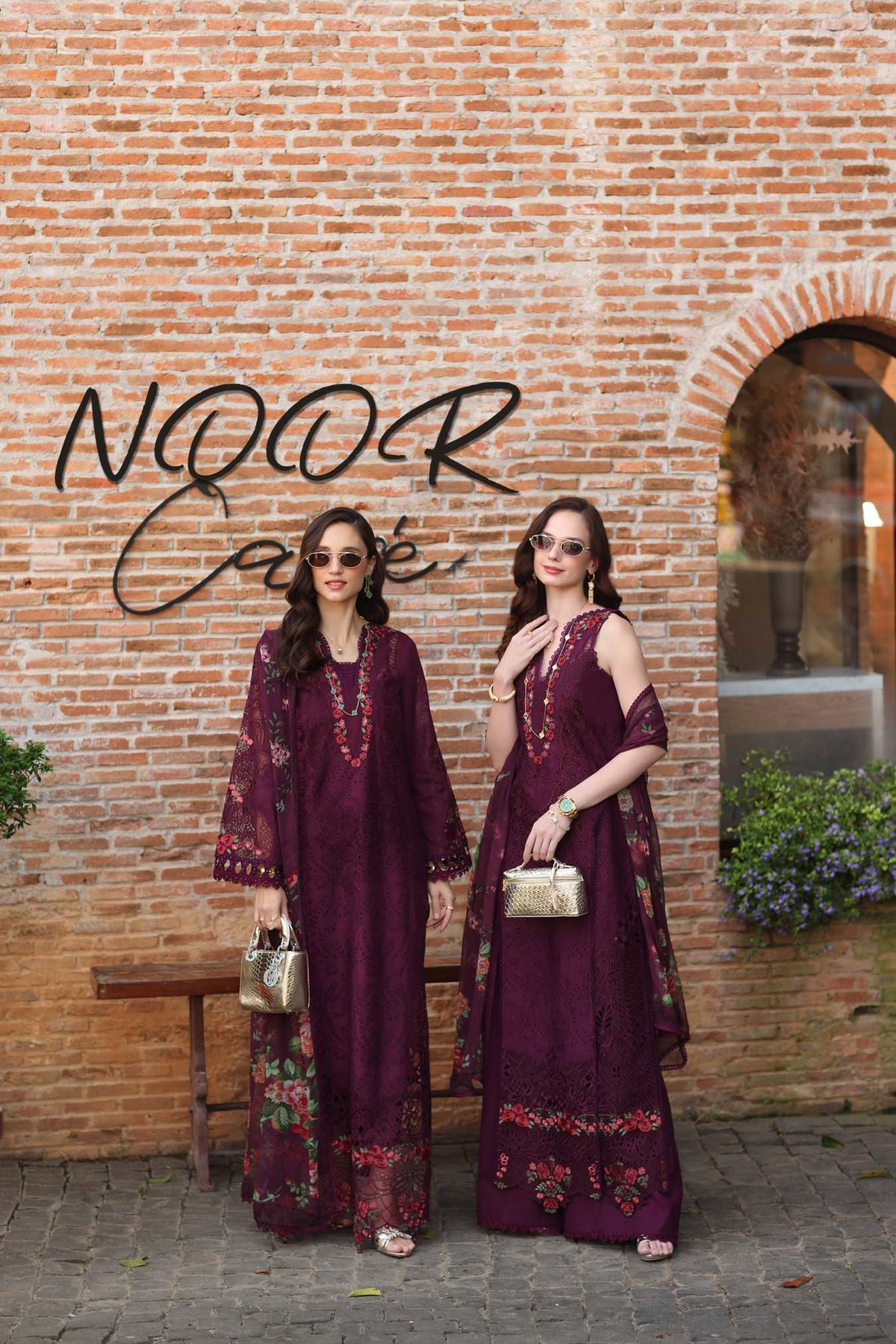 Noor by Saadia Asad | Luxury Eid Schiffli Laserkari 26 | D10 -Plum Royal-6