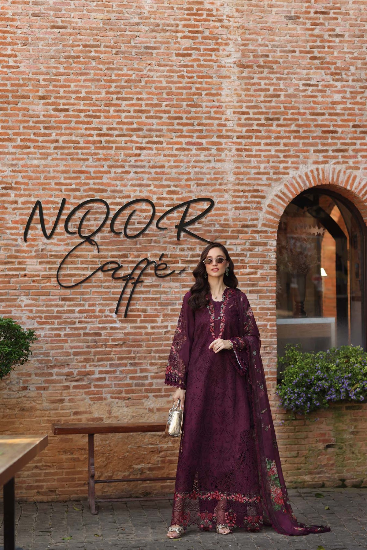 Noor by Saadia Asad | Luxury Eid Schiffli Laserkari 26 | D10 -Plum Royal-5