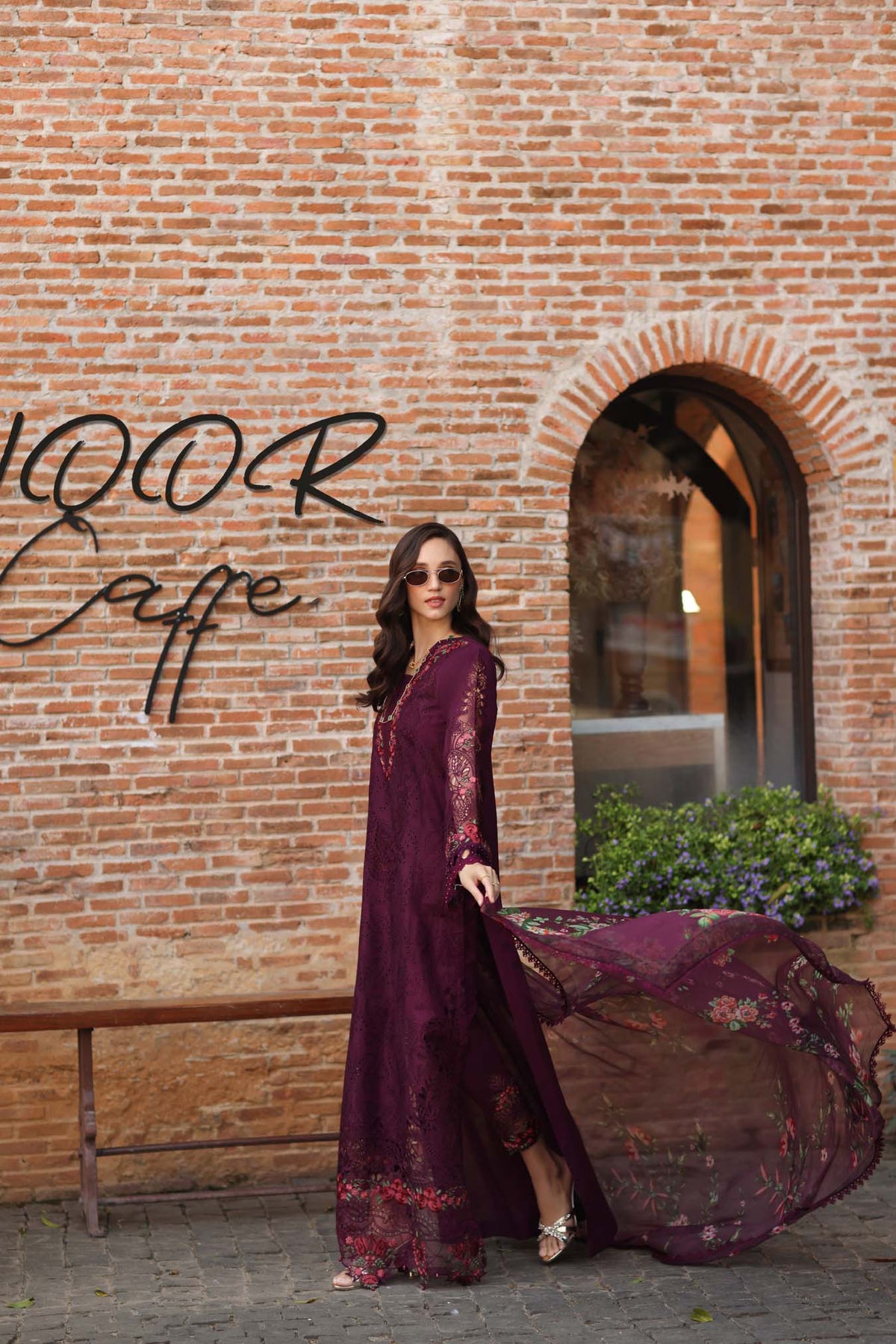 Noor by Saadia Asad | Luxury Eid Schiffli Laserkari 26 | D10 -Plum Royal-2