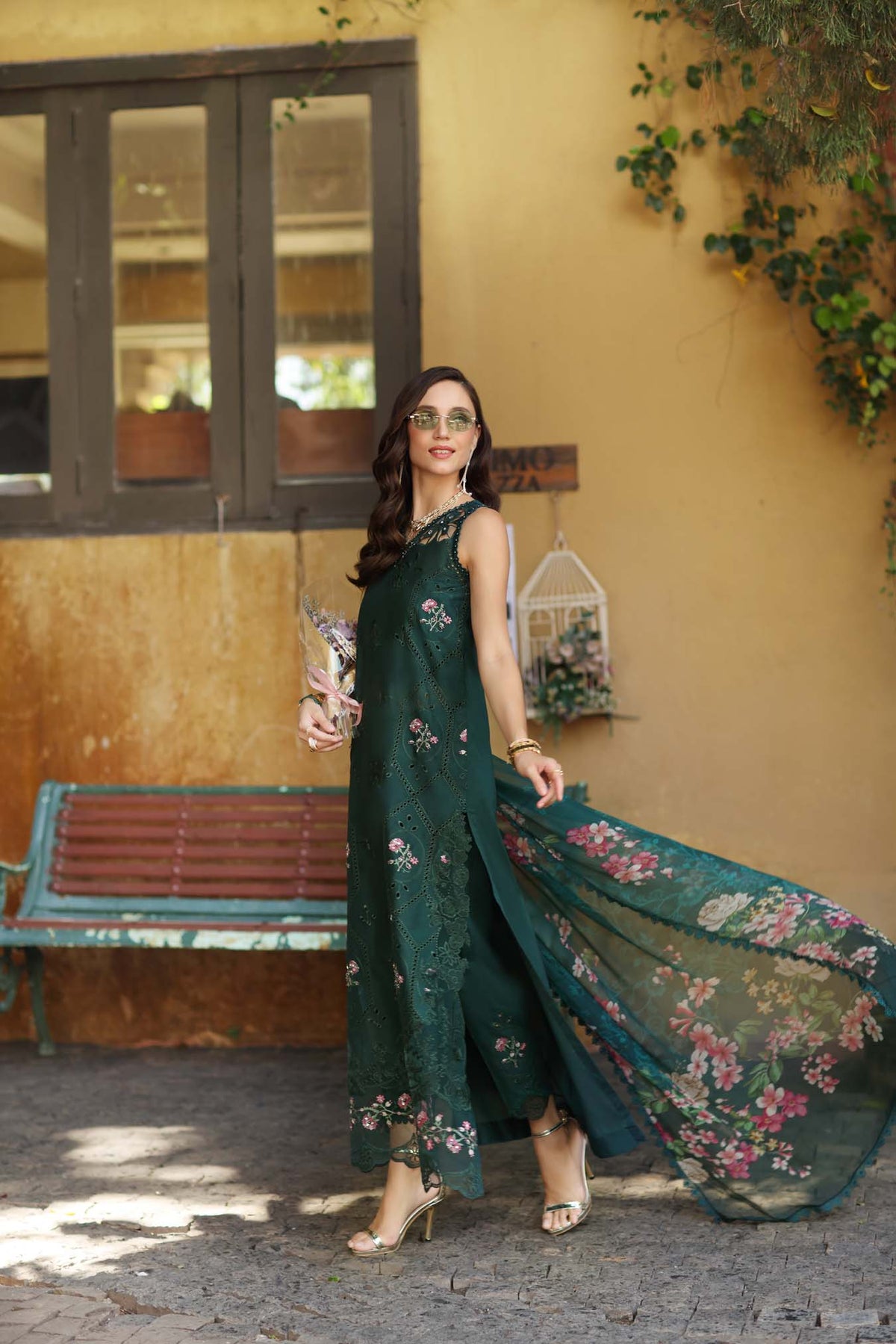 Noor by Saadia Asad | Luxury Eid Schiffli Laserkari 26 | D11 - Emerald Jewel-4
