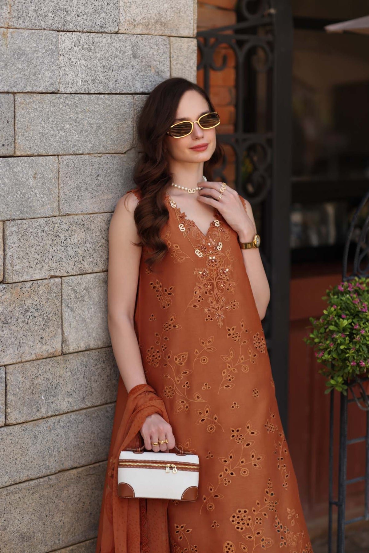 Noor by Saadia Asad | Luxury Eid Schiffli Laserkari 26 | D6 -Amber Rustique-4