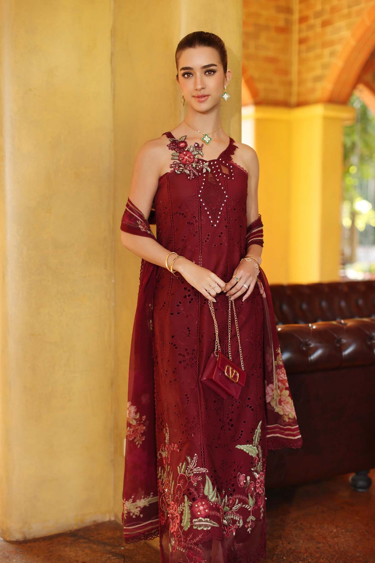 Saadia Asad | Luxury Eid Schiffli Laserkari 26 | D10 - A - Roselle, image 3