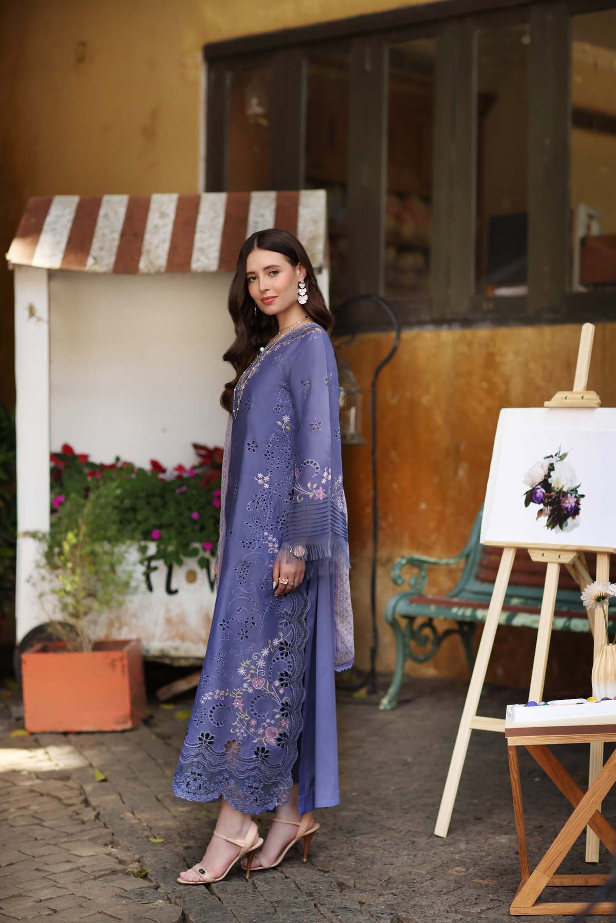 Noor by Saadia Asad | Luxury Eid Schiffli Laserkari 26 | D9 -Tropical indigo-2
