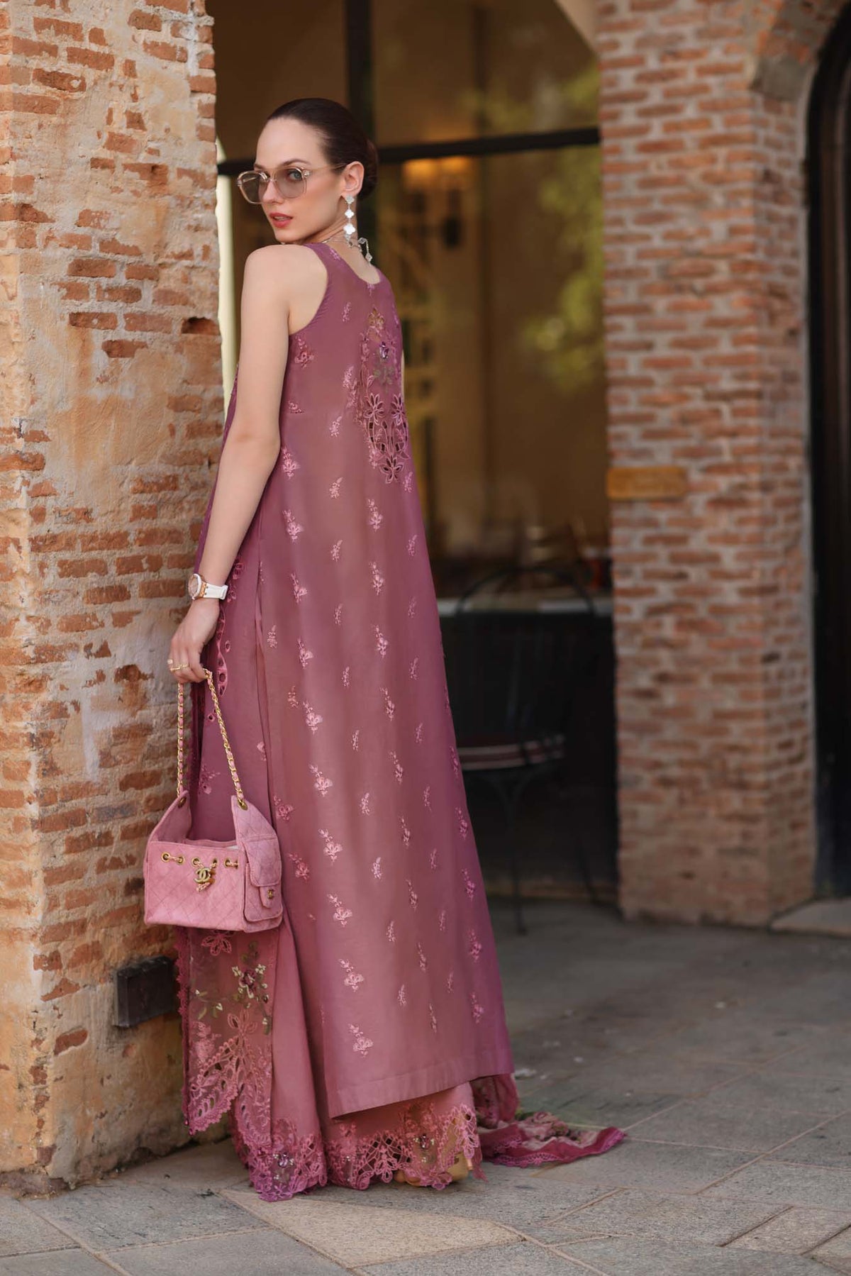Noor by Saadia Asad | Luxury Eid Schiffli Laserkari 26 | D1 -Rosé Allure-5