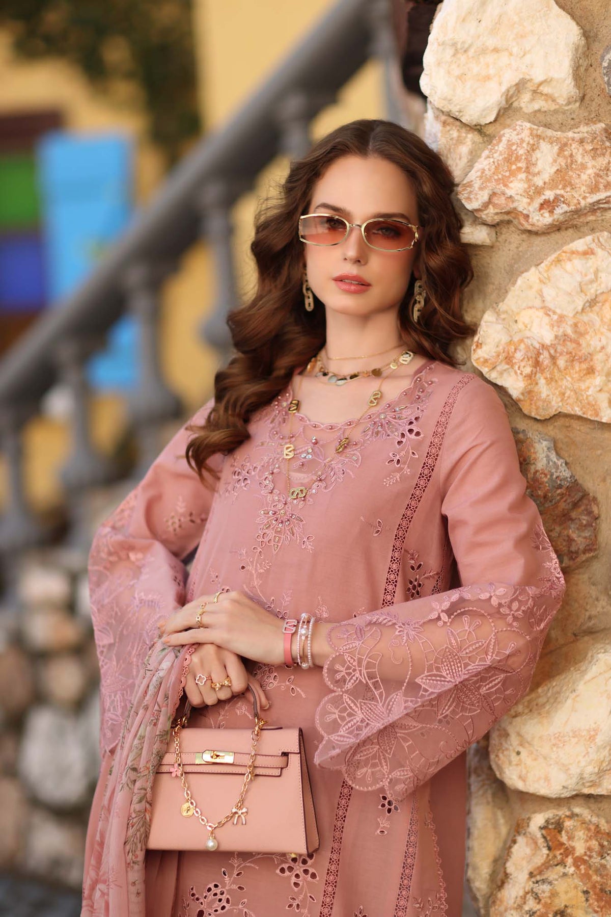 Noor by Saadia Asad | Luxe Chikankari 26 | D8 - B - Petal Pink-2
