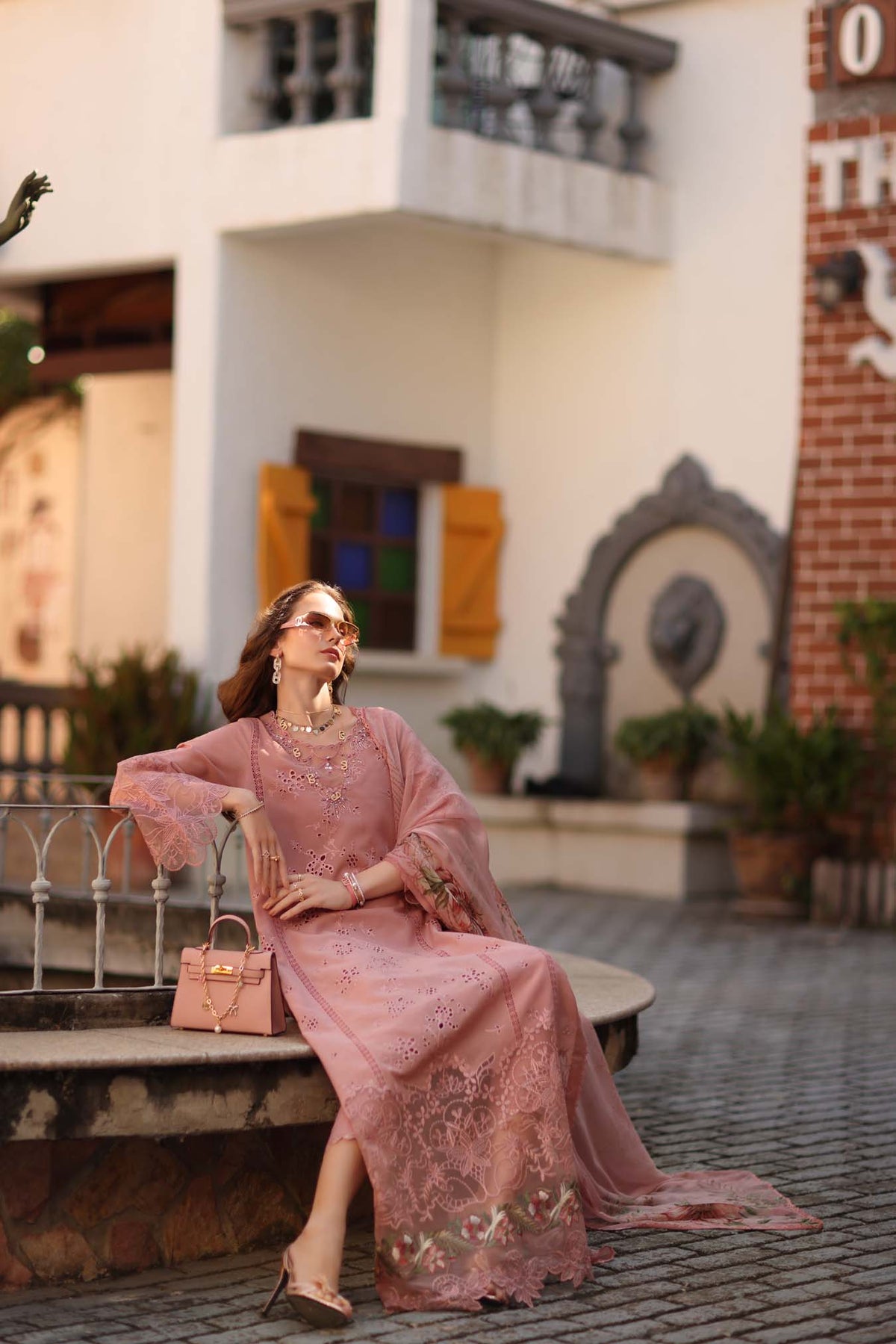 Noor by Saadia Asad | Luxe Chikankari 26 | D8 - B - Petal Pink-3