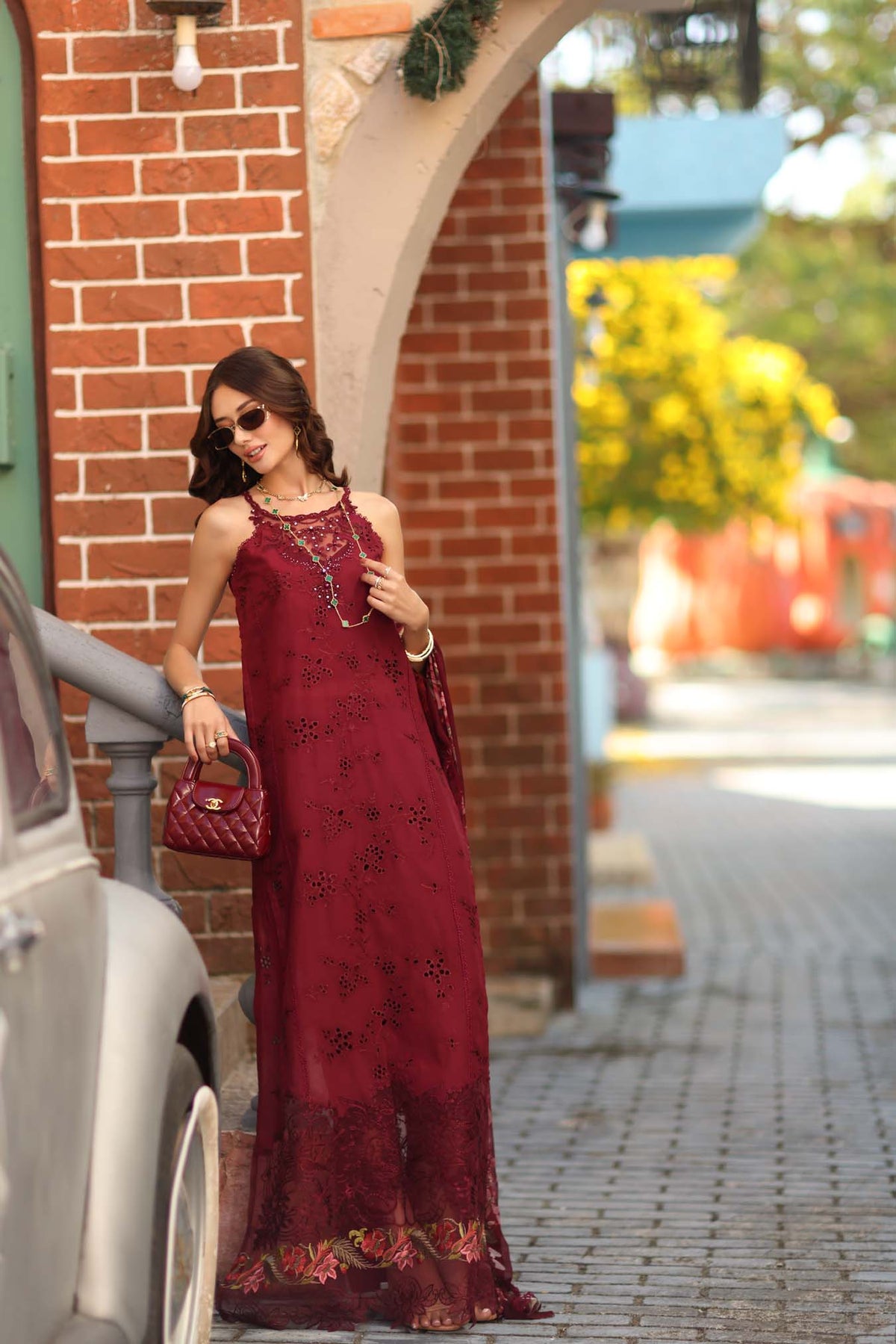 Noor by Saadia Asad | Luxe Chikankari 26 | D8 - A - Deep Garnet-2