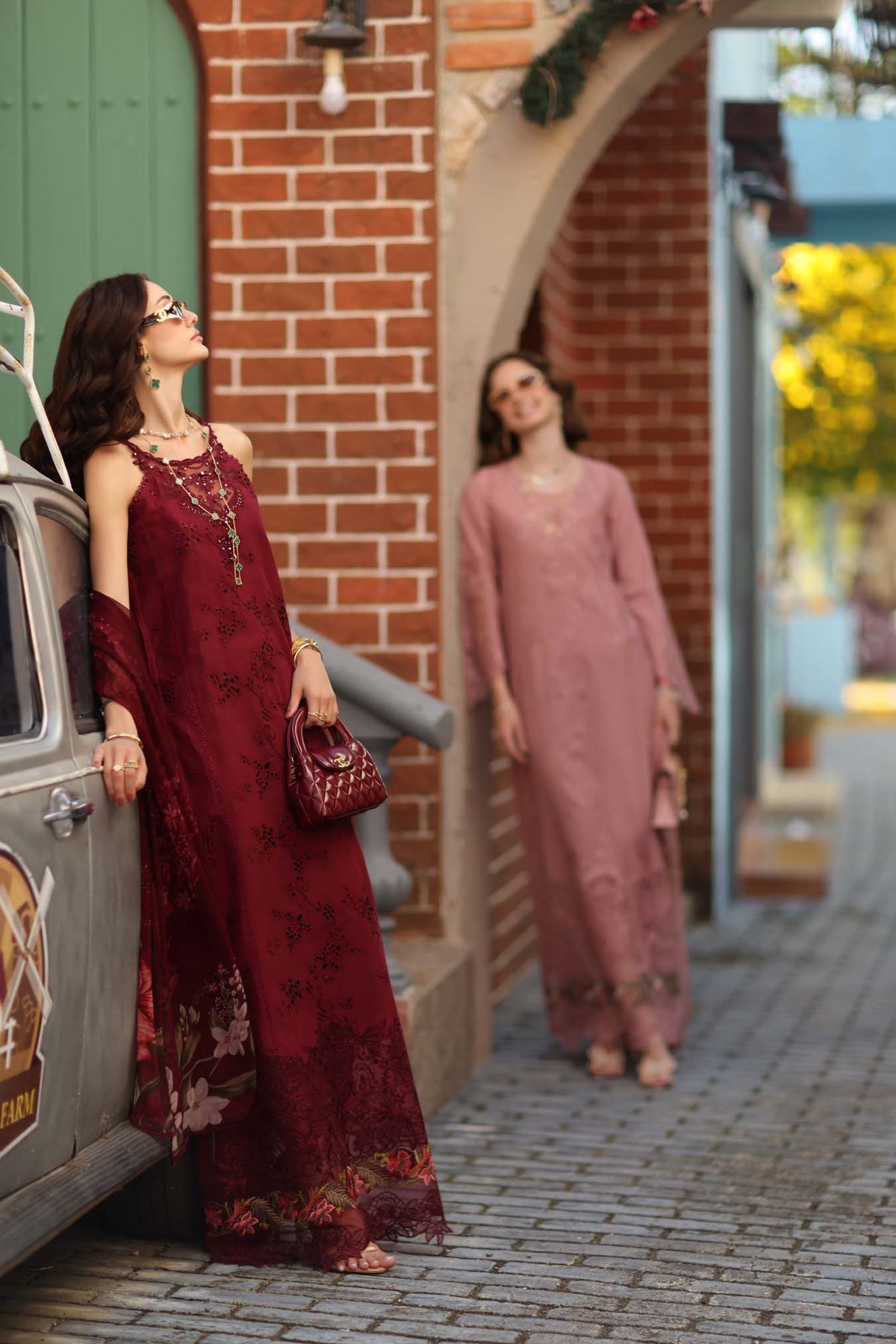 Noor by Saadia Asad | Luxe Chikankari 26 | D8 - A - Deep Garnet-4