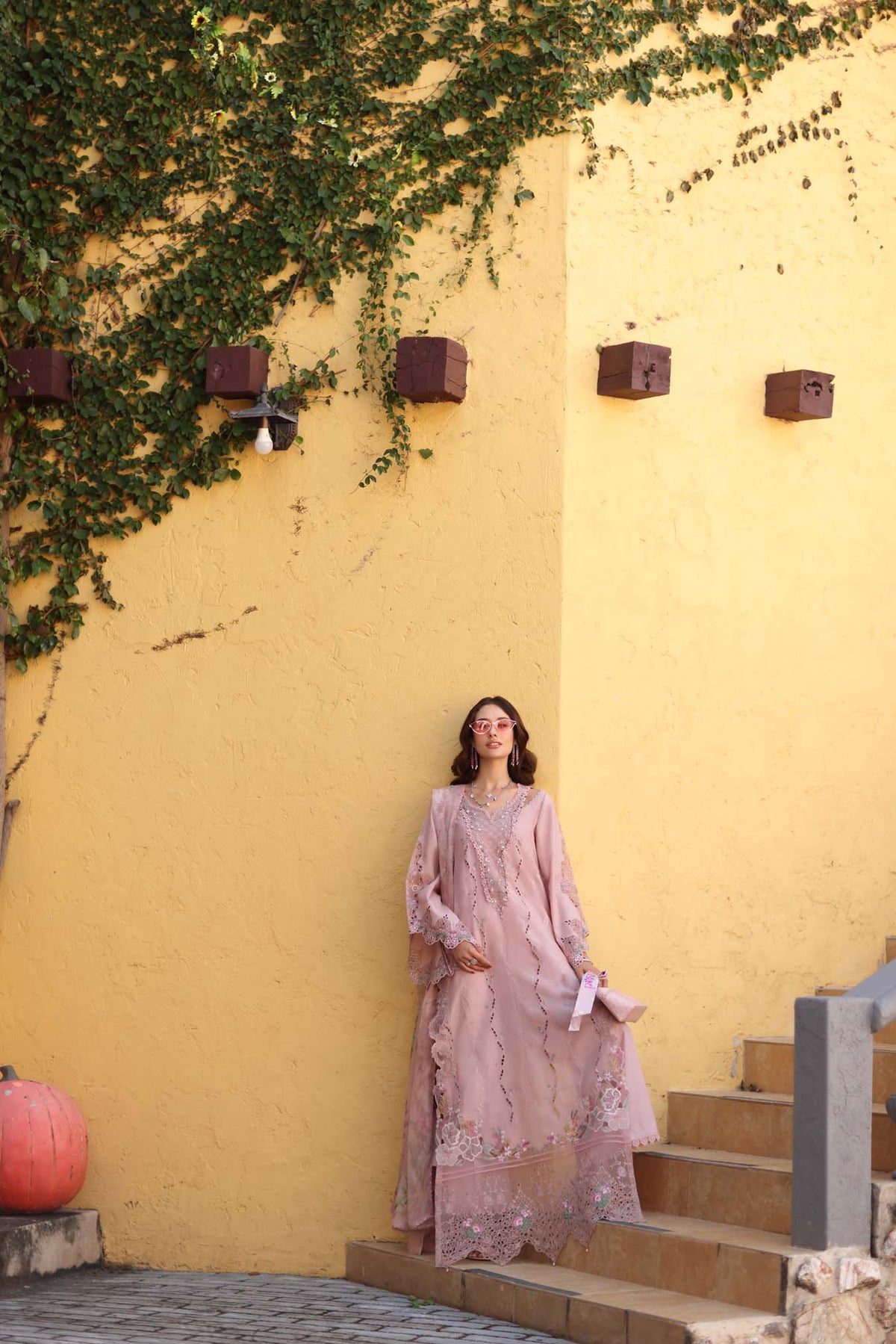 Noor by Saadia Asad | Luxe Chikankari 26 | D2 - A - Pink-2