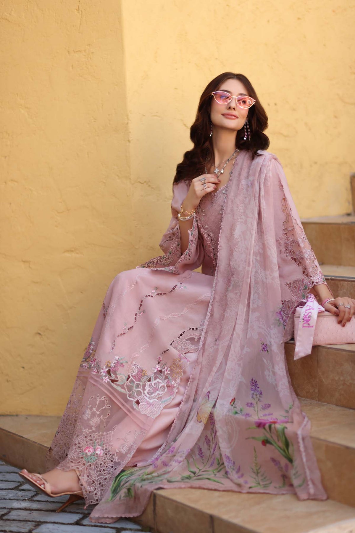 Noor by Saadia Asad | Luxe Chikankari 26 | D2 - A - Pink-3