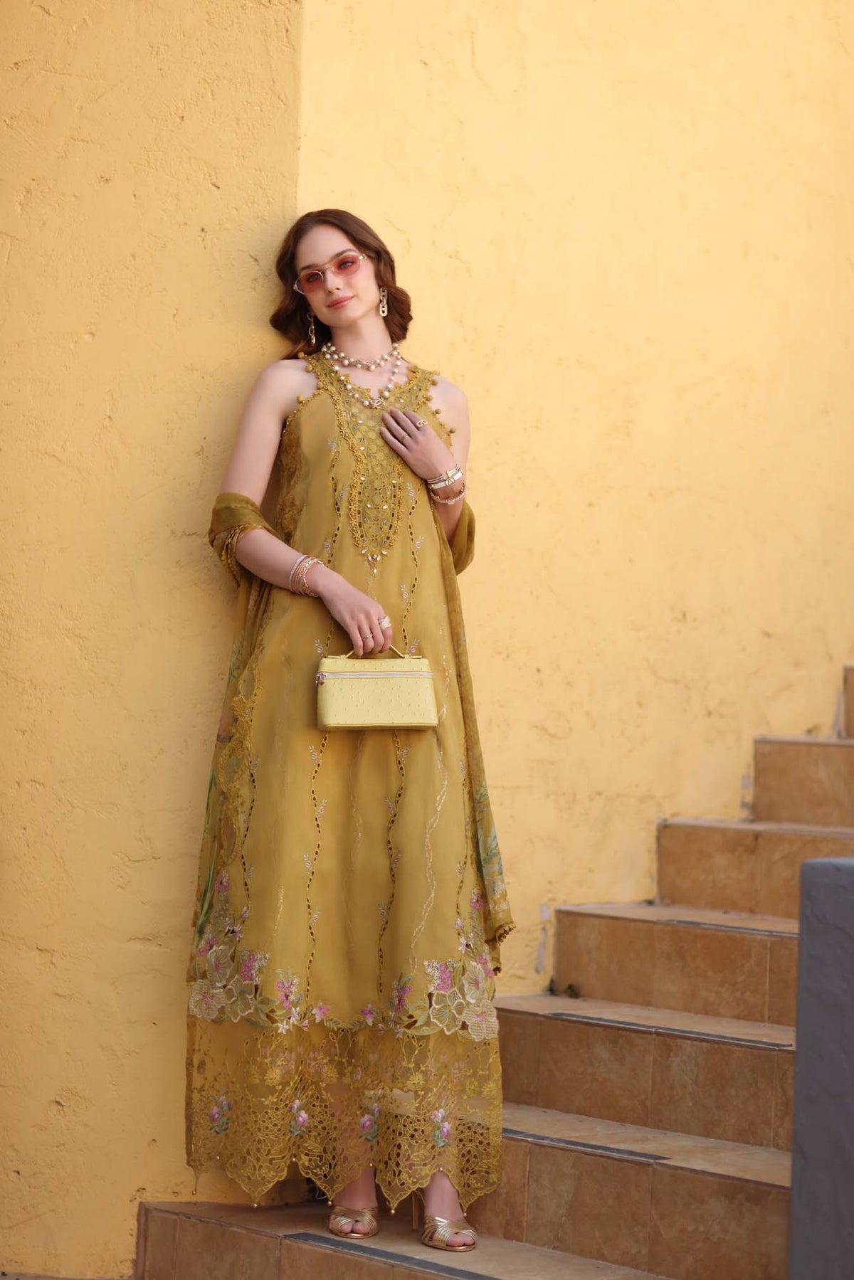 Noor by Saadia Asad | Luxe Chikankari 26 | D2 - B - Mustard Yellow-4