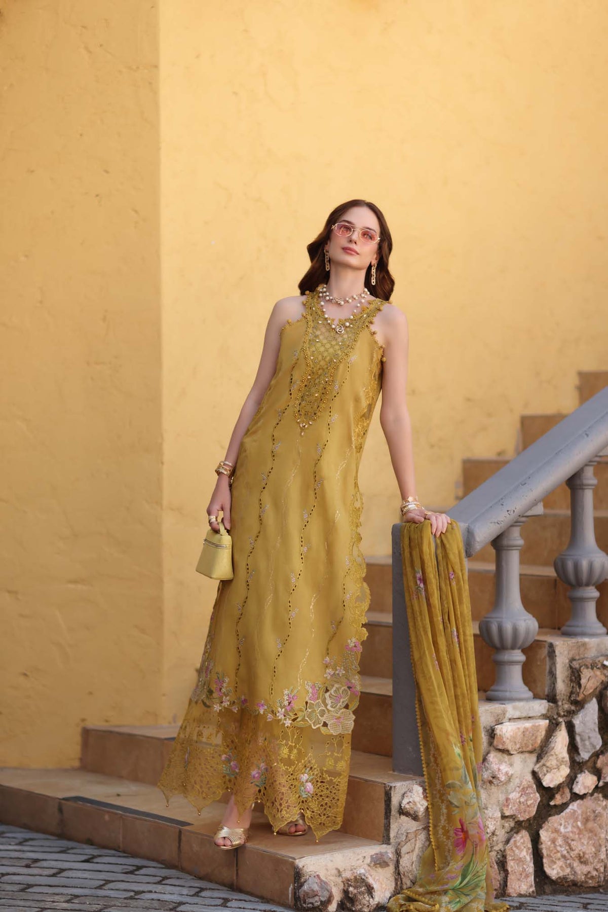 Noor by Saadia Asad | Luxe Chikankari 26 | D2 - B - Mustard Yellow-3
