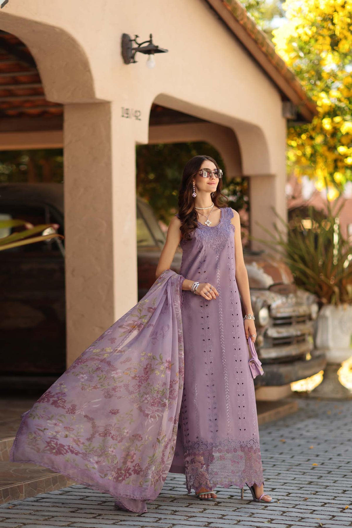 Noor by Saadia Asad | Luxe Chikankari 26 | D4 - A - French Violet-4