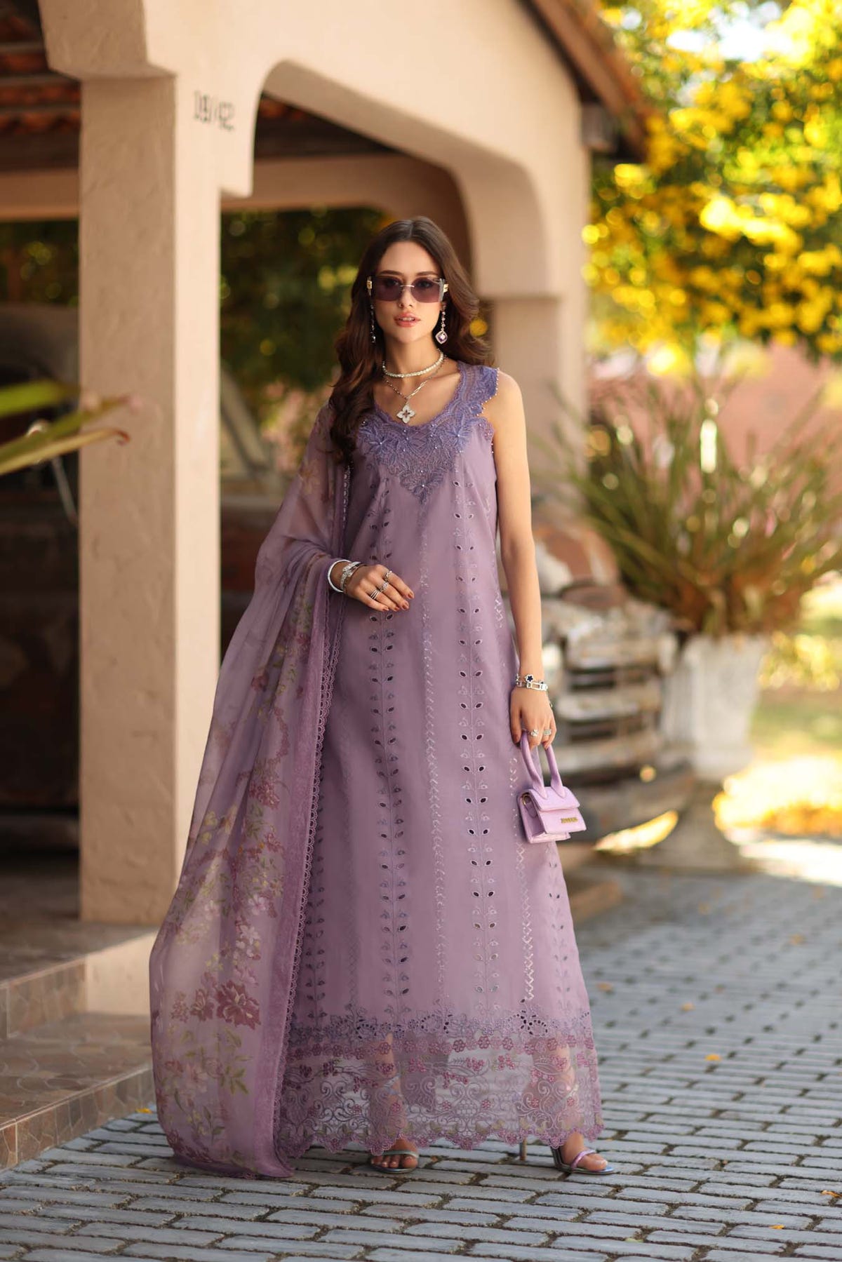 Noor by Saadia Asad | Luxe Chikankari 26 | D4 - A - French Violet