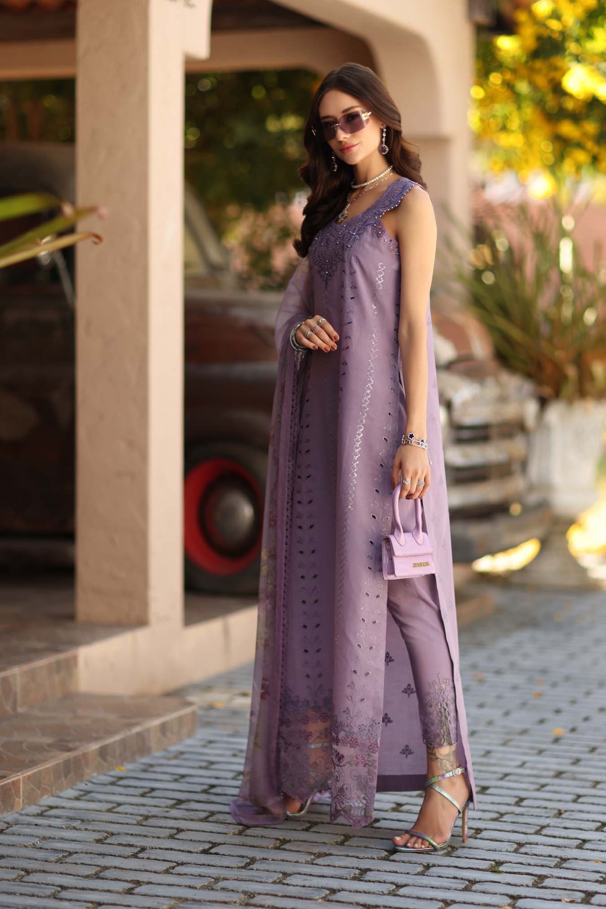 Noor by Saadia Asad | Luxe Chikankari 26 | D4 - A - French Violet-3